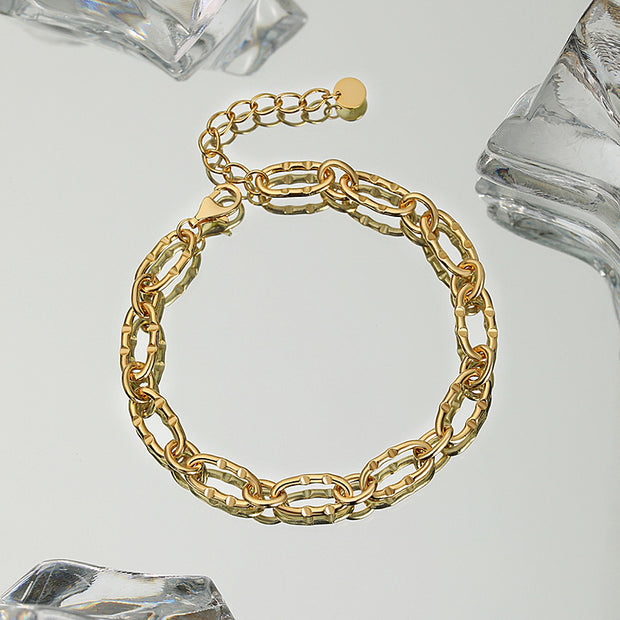 Sterling Silver Jewelry Female Simple Hip Hop Gold