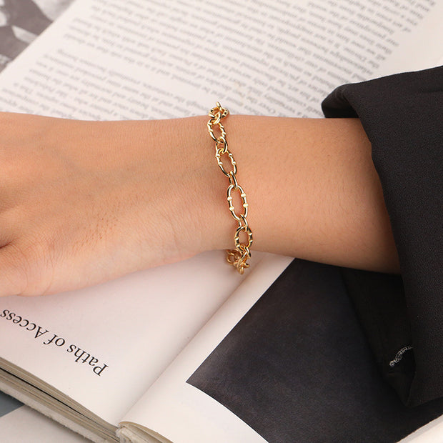 Sterling Silver Jewelry Female Simple Hip Hop Gold